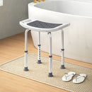 Sgabello da Doccia Altezza Regolabile 6 Livelli 39-52 cm in Lega di Alluminio e Plastica Antiscivolo Grigio      