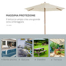 Ombrellone da Giardino 2.5x2.5 m Palo Ø38 mm in Legno Crema 