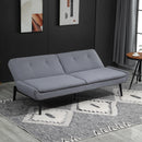 Divano Letto 3 Posti 195x84x82 cm in Tessuto Effetto Lino Grigio