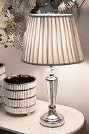 Lampada da Tavolo Silvery Ø30x56 cm in Metallo e Vetro e Tessuto Argento      