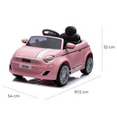 Macchina Elettrica per Bambini Licenza Fiat 500 12V con Telecomando Rosa