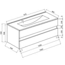 Mobile bagno sospeso Bracciano rovere bianco 102x46,5x53 H cm