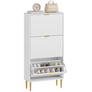 Scarpiera Slim per 18 Paia di Scarpe 60x24x128 cm con 3 Cassetti a Ribalta in MDF Bianco  
