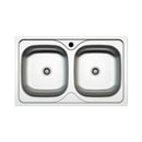 Lavello incasso cucina acciaio 86x50 cm due vasche