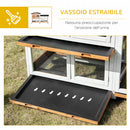 Conigliera a 2 Livelli 157,4x53x99,5 cm in Legno Metallo e Bitume Giallo Bianco e Nero   