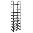 Scarpiera 10 Ripiani Modulabili 45x30x174 cm in Metallo Nera