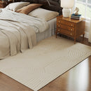 Tappeto Moderno Antiscivolo 230x160x1,7A cm con Design di Linee in Poliestere e Cotone Crema      