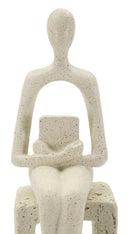 Statuetta Single Stons 8,5x6,5x24 cm in Resina Crema      