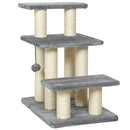 Scaletta per Cani e Gatti 3 Gradini in Peluche con Tiragraffi Sisal Grigio      