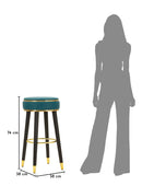 Sgabello Bar London Verde Ø38x75 cm in Pino e MDF e Spugna e Metallo e PU      