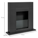 Camino a Bioetanolo da Pavimento 73x20x75 cm Bruciatore da 0,9L in Acciaio Verniciato  Nero Opaco 