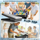 Carrello Frigo  91x39x84,5 cm Capacità 76L con Ripiano Apribottiglie e Raccoglitore Tappi in Plastica e Acciaio Nero      
