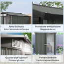 Casetta da Giardino Porta Attrezzi 152x132x188 cm con Tetto Inclinato e 4 Prese d'Aria in Acciaio Grigio      