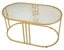 Tavolo da Caffè Antalia 90x50x45 cm in Ferro e Vetro Oro      