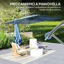 Ombrellone Decentrato da Giardino 300x325 cm Regolabile a 360° in Poliestere UV UPF 50+ Blu Chiaro      