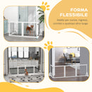 Cancellino per Cani Pieghevole 280x70 cm con 4 Pannelli in Legno e Acciaio Bianco      