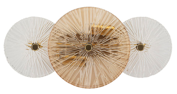 Lampada da Muro Osaka 42x8x20 cm in Ferro e Vetro Oro e Marrone e Trasparente prezzo