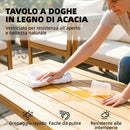Set 4 Pezzi Salotto da Giardino con Divano 2 Poltrone con Cuscini e Tavolino in Legno di Acacia      