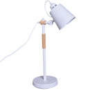Lampada da Tavolo con Angolo Regolabile in Metallo e Legno Bianco 30x18x62 cm 