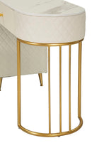 Toeletta Sharon Panna con Puff 120x40x75 cm in Pino e MDF e Metallo e Plastica      