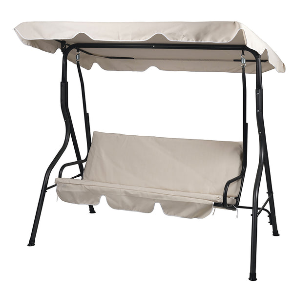 Dondolo da Giardino 3 Posti 170x110x160 cm con Tetto Parasole in Acciaio e Poliestere Avorio prezzo
