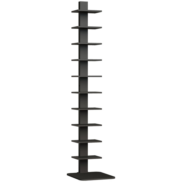 Libreria Moderna 34,5x41,5x163.5 cm a 11 Ripiani Salvaspazio Stile Industriale Rivestimento in Melamina Nero sconto