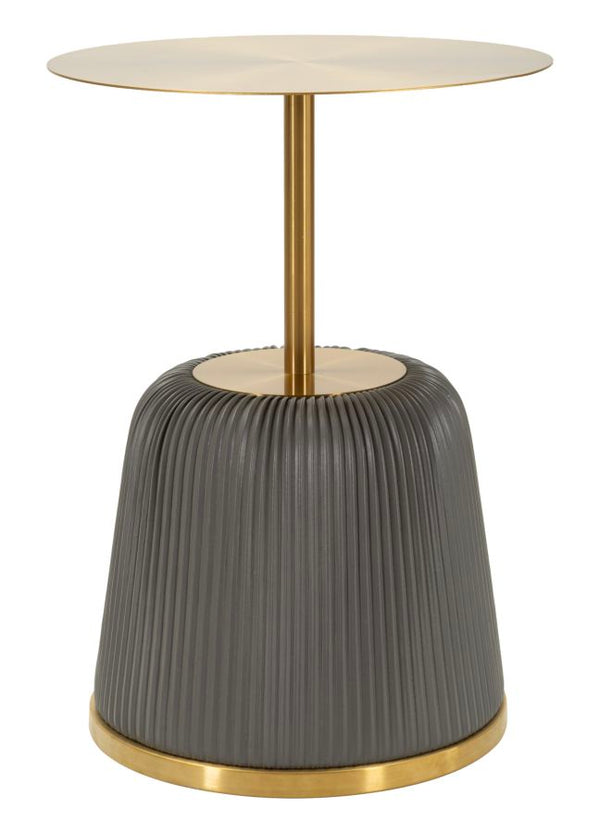 Tavolinetto Egle Grigio Ø40x55 cm in Metallo e PU Grigio e Oro acquista