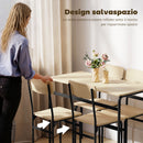 Set da Pranzo 5 Pezzi con Tavolo Rettangolare e 4 Sedie da Pranzo in MDF e Gambe in Metallo Nero e color Legno    