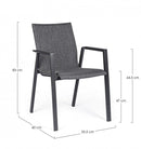 Set 4 Sedie da Giardino 55,5x60x83h cm con Braccioli Odeon Antracite Gr Scuro 
