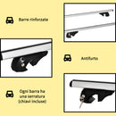 Barre Portatutto per Auto 135,3x5,7x7 cm Portata da 75 kg con Blocco e Chiavi di Sicurezza in Alluminio e ABS Argento      