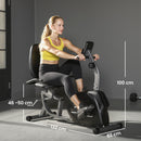 Cyclette da Casa Recumbent con 8 Livelli di Resistenza Magnetica Misurazione Pulsazioni Sellino Regolabile Nero      