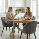 Set 2 Sedie da Pranzo 52x55x79 cm Imbottite con Schienale a Conchiglia in Velluto Grigio      