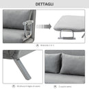Divano Letto Singolo con Seduta Regolabile in 5 Posizioni 105x80x78 cm in Finta Pelle Grigio Chiaro  