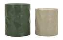 Tavolinetti Norimberga Coppia Ø39,5x48 cm in Metallo Bianco e Verde      