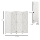 Paravento Separè 4 Ante per Interni 182x170 cm in Legno Bianco 