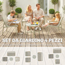 Set 4 Pezzi Salotto da Giardino Divano 2 Poltrone e Tavolino in Textilene Verde      