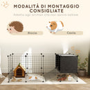 Gabbia Recinto per Piccoli Roditori Modulabile con Cassette Rialzate Nero  