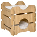 Cuccia per Gatti 50x50x50 cm 2 Piani con Cuscini in Legno Rovere
