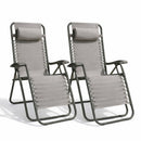 Set 2 Sedie Sdraio a Gravità Zero Sedia da Giardino Relax Pieghevole Salvaspazio Verde Militare     