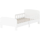 Letto Singolo per Bambini 3-8 anni 143,5x74,2x54 cm con Sponda Anticaduta e Rete a Doghe in MDF Bianco      