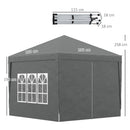 Gazebo da Giardino 3x3 m Pieghevole con 4 Pannelli Laterali in Acciaio e Tessuto Oxford Grigio   