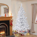Albero di Natale Bianco 210 cm Abete Artificiale Rami Pieghevoli Bianco Natale