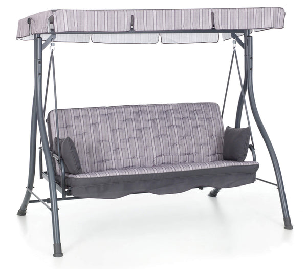 sconto Dondolo 3 Posti da Giardino 198x140x174 cm Schienale Reclinabile per Funzione Letto Zanzibar Antracite