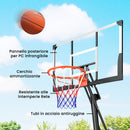 Canestro da Basket Portatile per Esterni Altezza Regolabile 245-305 cm Tabellone in Infrangibile PC Nero      