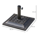 Base per Ombrellone da Giardino Ø38 a Ø48 44x44x32 cm in Resina e Acciaio Nero
