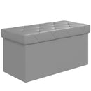 Panca Contenitore Pieghevole 84L 76x38x38 cm in Finta Pelle Grigio