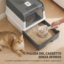 Lettiera per Gatti Chiusa 48x35x36 cm con Vassoio Estraibile Paletta e Deodorante in PP e ABS Grigio      