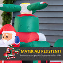 Babbo Natale Gonfiabile su Elicottero 155x63x107 cm con Luci LED Multicolore