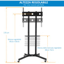 Carrello Supporto per TV 32"-65" Vesa 60x40 cm in Acciaio Nero