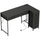 Scrivania Angolare 126x48x80 cm a 6 Cassetti con Gancio Laterale e Prese Integrate in Legno e Acciaio Nero